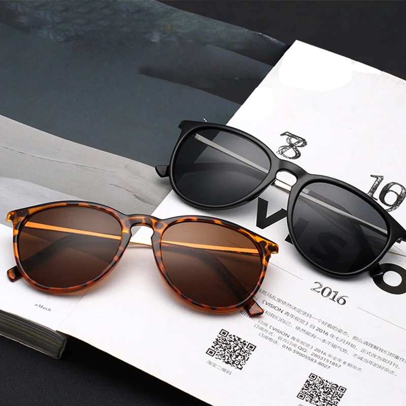 Fonhcoo Classic Vintage Retro Sunglasses Women Cat Eye Glasses Round Uv