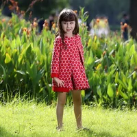 2015 100% Cotton Children Fashion Clothes 2 Pcs Suits Red Dot Coat And  Dress Retail Kids Autumn Wear CS80710-19
