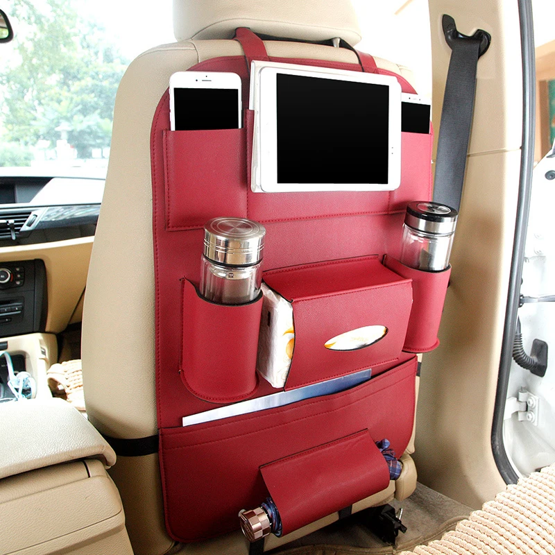 Phone C Black Umbrella Water-Repellent Leather Car Seat Back Organizer with Protective iPad Back Seat Organizer for Car Tissue / Seat Cover with 6 Pockets Cup Phone C Black Umbrella Water-Repellent Leather Car Seat Back Organizer with Protective iPad Back Seat Organizer for Car Tissue / Seat Cover with 6 Pockets Cup