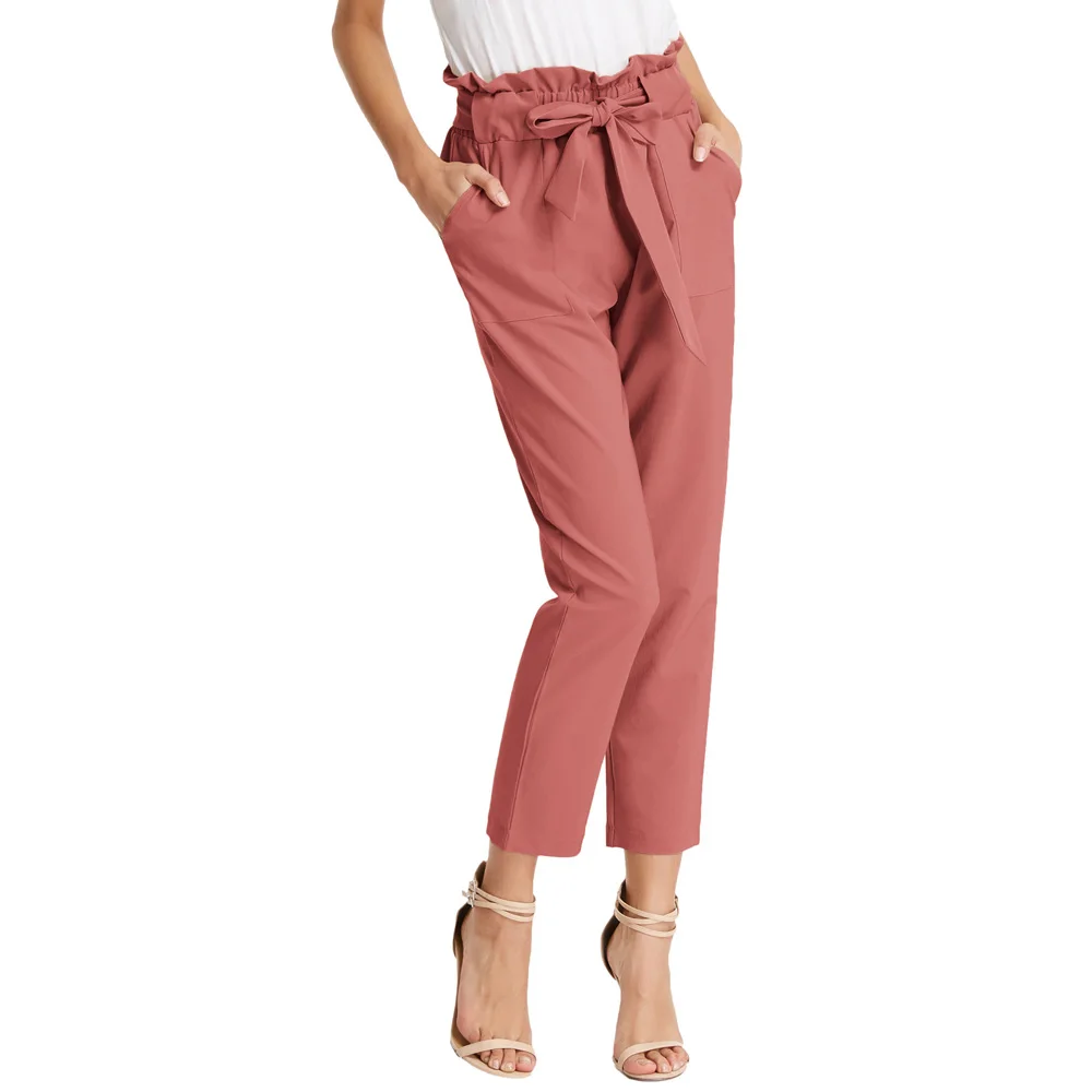 GK high waist ankle length trousers Women Casual Slim Fit Elastic Waist