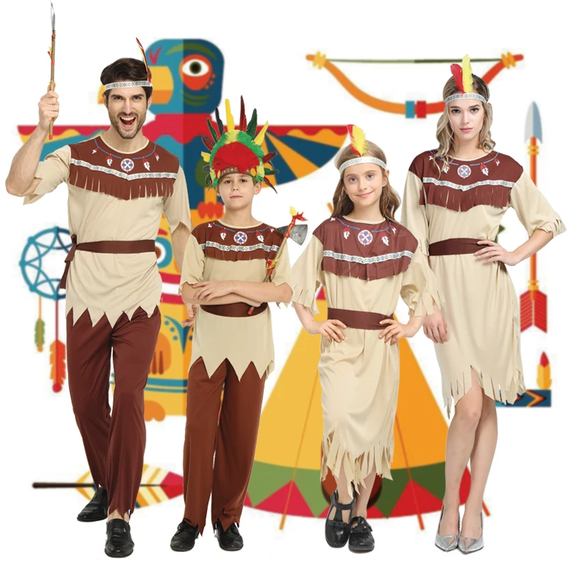 Halloween Cosplay Costumes Indian Indigenous Clothing COS Uniform Temptation Fringed Savage Forest Hunter Cos |