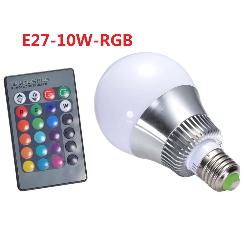 

Free ship 1pcs/lot High Qulity 10W 15W E27 RGB LED Bulb 16 Color Change E27 RGB Lamp spotlight 85-265v with Remote control