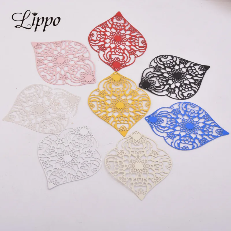 

30pcs AB5446 40*54mm Filigree Hollow Flower Earring Pendant Big Leaf DIY Jewelry Findings Accessories