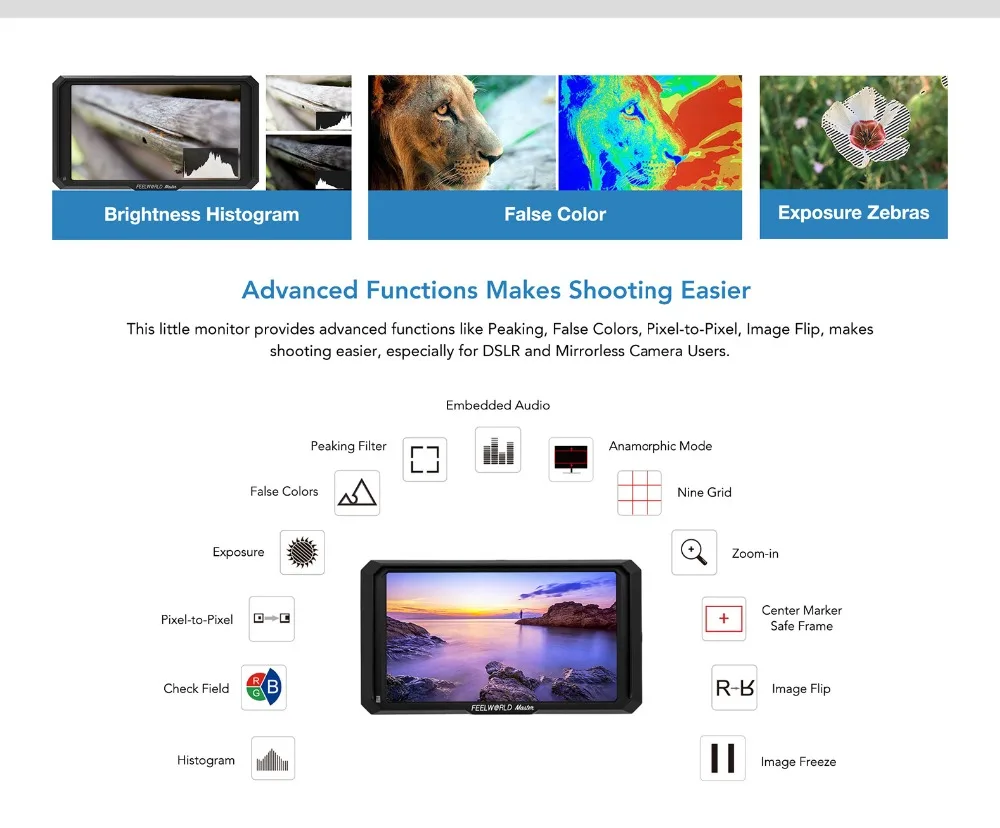 Feelworld Master MA5 накамерный полевой монитор 5 дюймов Full HD 4K HDMI вход/выход DC 8,4 V Выходная мощность для DSLR камеры s