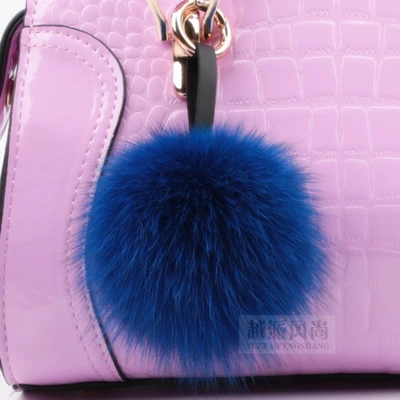 

Luxury fox fur Pompom Keychain fur ball keyring bag pendant handbag charm fluffy car key chains key holder ornament gift 10cm