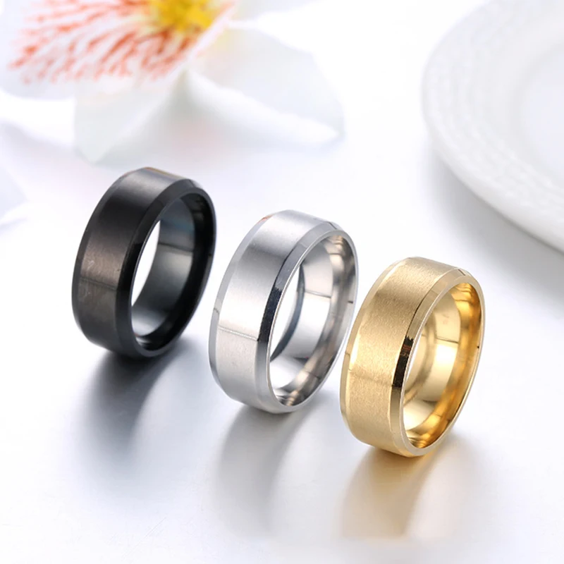 Мужские простые гладкие кольца, нержавеющая сталь, высокое качество, Черное золото, серебро, мужское кольцо, Bague Homme Ringen, модные ювелирные изделия