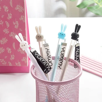 

4pcs/lot Cute Rabbit Streamer Cartoon Gel Pen 0.38mm student gel pen Writing black pen School students office supplies