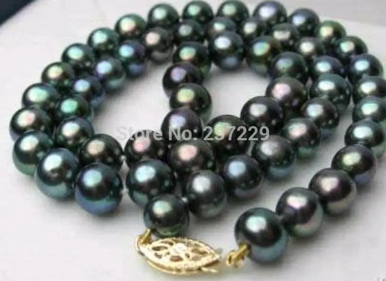 

Wholesale price FREE SHIPPING ^^^^AAA genuine 8-9mm Black Freshwater Pearl Necklace 17''