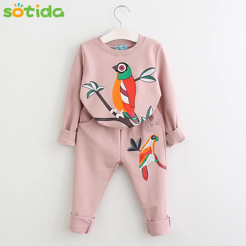 Image Winter Girls Clothing Sets 2016 New Active Boys Clothing Sets Children Clothing Cartoon Print Sweatshirts+Pants Cotton Kids Suit