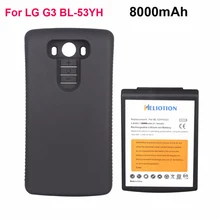 BL-53YH 8000 мАч Сотовый Телефон Замена Расширенный Аккумулятор + Черная Задняя Защитная Крышка Чехол Для LG G3 D850 VS985 Batteria Новый