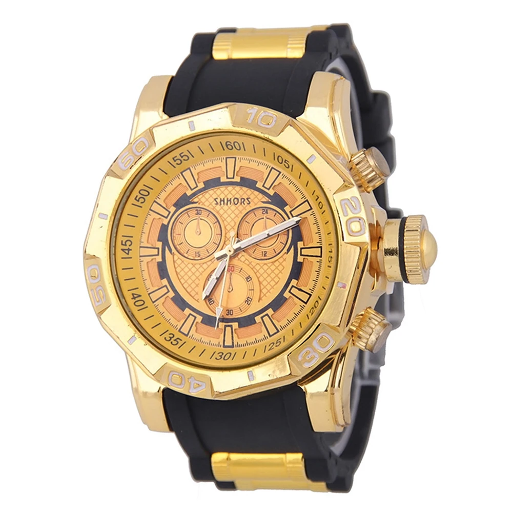 

Outdoor Big Round Dial Analog Soft Rubber Band Quartz Men Sports Wrist Watch