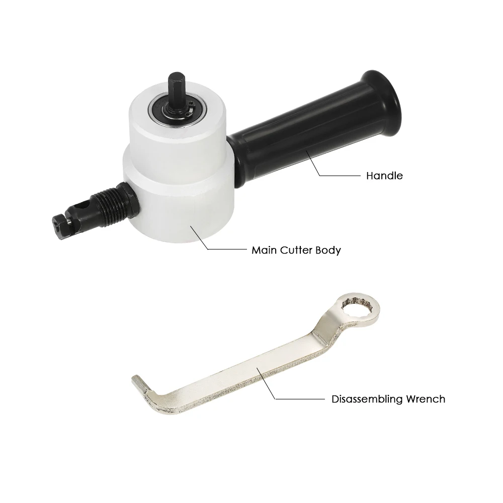 

Double Head Nibble Metal Cutting Sheet Nibbler Saw Cutter 360 Degree Drill Attachment Power Tool