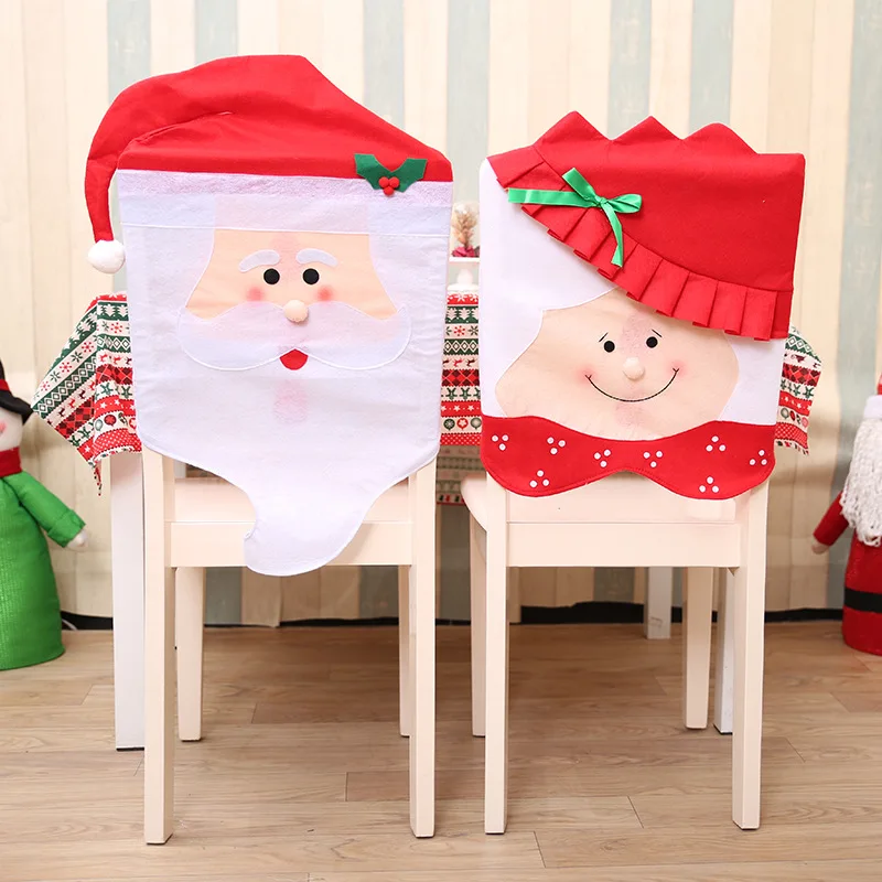 Aliexpress Buy 2pcs Lot Mr Mrs Santa Chair Cover Christmas Set Decorations Xmas Seat Festive Backrest Deco Home Decoration From