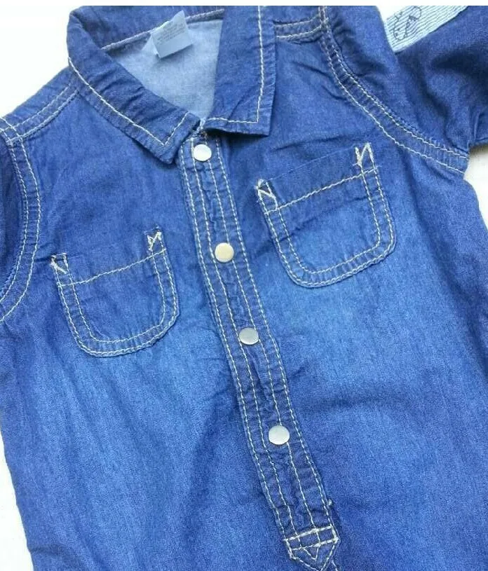 

2015 New Style Newborn/Infant/Toddler Long Sleeve Romper Baby Boy Blue Jeans Denim Para Age 0-12M Roupa Infantil Free shipping
