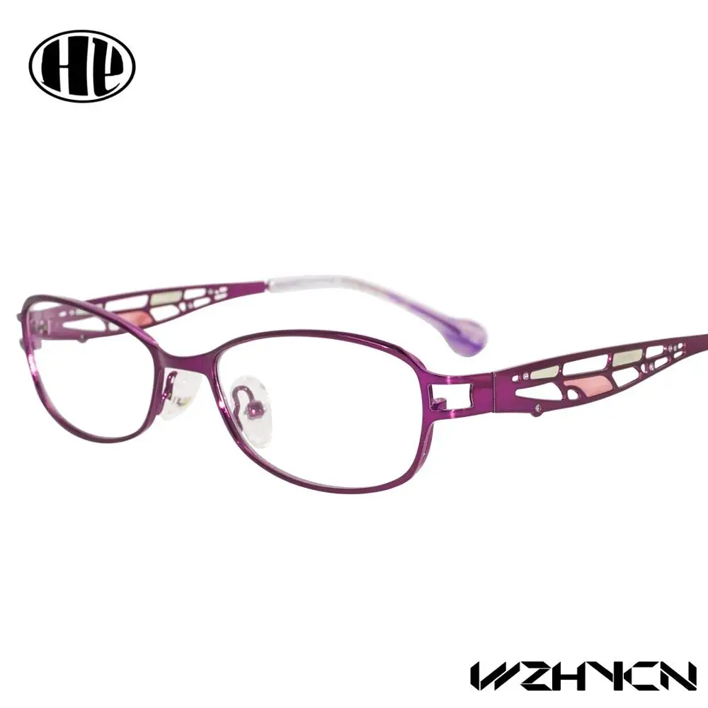 Ретро Роскошные Для женщин очки Рамка прозрачные линзы Óculos сплав леди очки цветочный оправы Винтаж женские очки - Цвет оправы: Фиолетовый