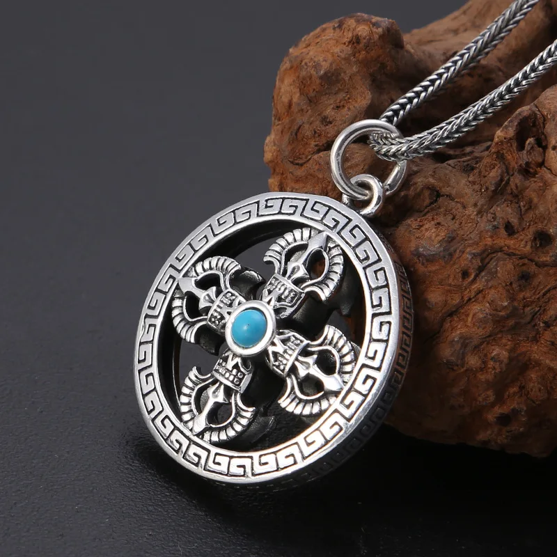 

s990 fine silver men and women fashion Thai silver retro, vajra pendant