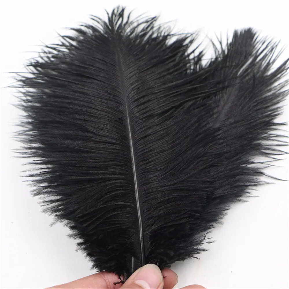10 шт./партия, черные перья страуса 20-25 см 8-10 дюймов, перья для рукоделия из страусовых перьев,, украшение для свадебной вечеринки