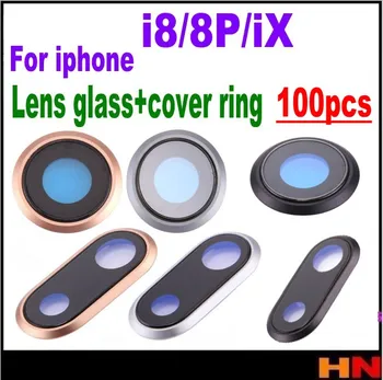 

100pcs wholesale For iPhone X 8 8P Plus High Quality Back Camera Lens Glass Cover Ring have sticker Replacement Repair Parts