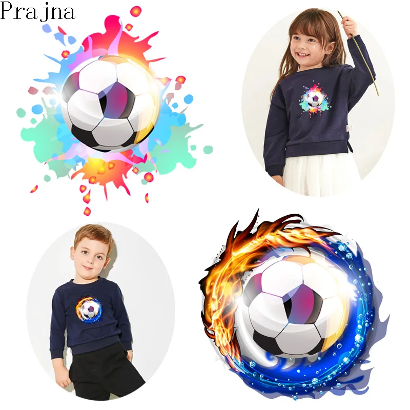 

Prajna Kids Iron-on Transfers Heat Transfer Vinyl Patches For Clothes Iron On Patches Thermal Printed Sticker Football Badge DIY