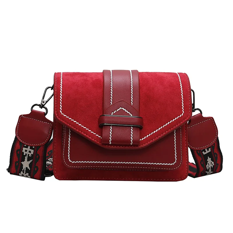 

2019 new women‘s Shoulder Bags Scrub Flap Messenger bag Wide shoulder strap Crossbody bag hand bag