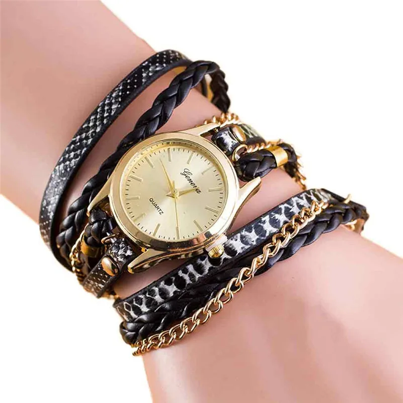 New Fashion Women's watches casual watches Around Bracelet Watch Synthetic Leather Chain Watch Clocks Female Reloj mujer M11 (4)