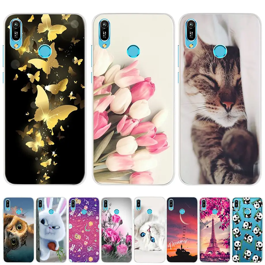 لهواوي Y6 2019 حالة هواوي Y6 2019 غطاء سيليكون لينة الهاتف حافظة لهاتف Huawei Y6 2019 MRD-LX1 MRD-LX1F Y6 رئيس برو 2019 حالة