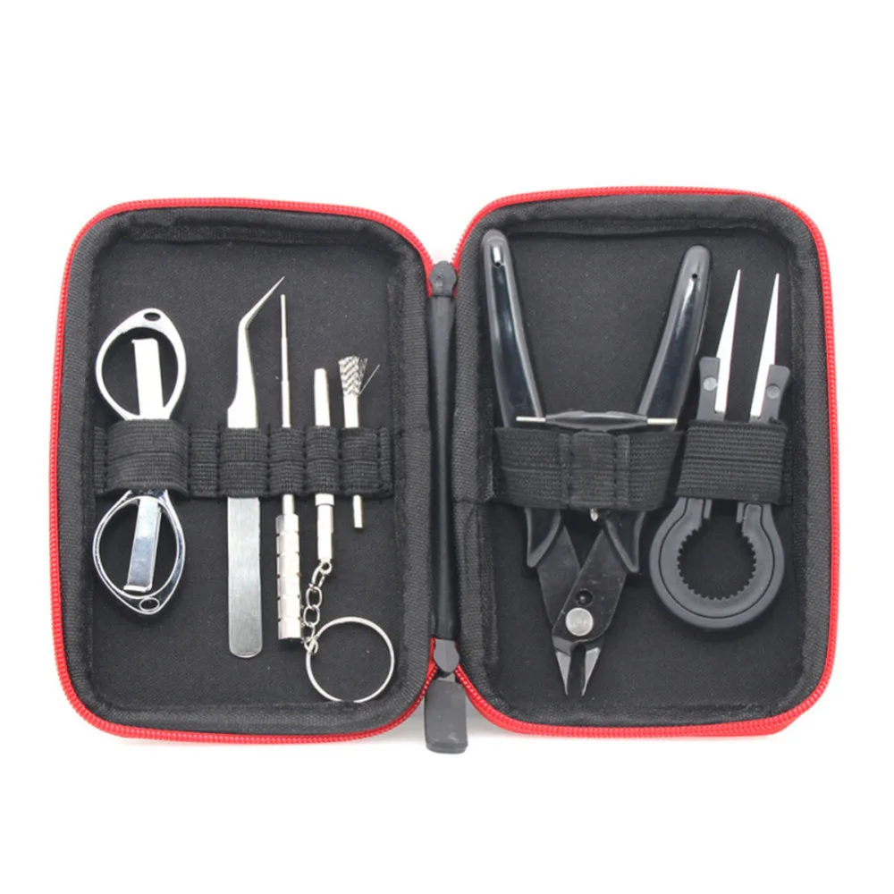 

9 in 1 DIY Electronic Cigarette Tool Kit Coil jig Tweezers Pliers for RDA RDTA RTA E Cig Accessories Vape Bag Coiling Kit