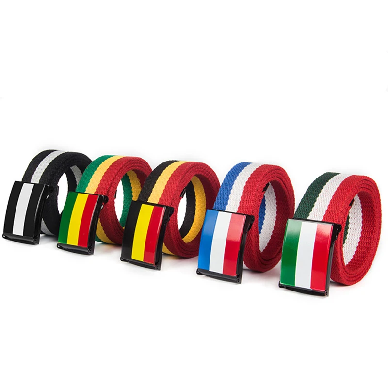 

Colorblock canvas belt tide explosion casual wholesale belt men and women models wild Korean version of the belt