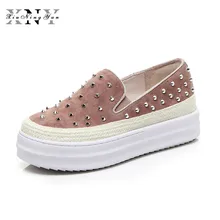 XIUNINGYAN/Женская обувь на плоской подошве; лоферы на платформе; коллекция года; Брендовая женская замшевая Повседневная Удобная обувь; Модные женские Босоножки на каблуке