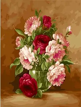 MaHuaf-W1415 Festive peony Bouquet coloring by numbers on canvas hand painted cuadros picture painting for wall decor 