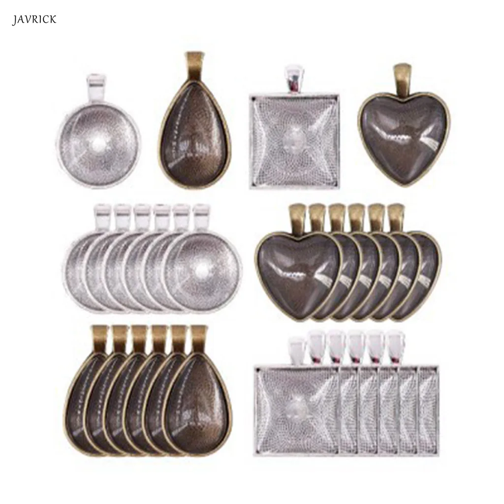 

48Pcs Pendant Crystal Tray Glass Convex Shape Clear Dome Jewelry Making