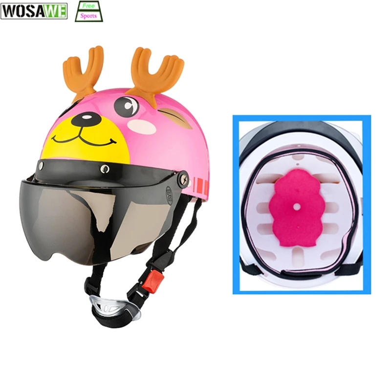 Велосипедный детский шлем, детский летний милый мультяшный защитный шлем, защитный шлем с очками, катающийся на коньках, скутер, Мото шлем