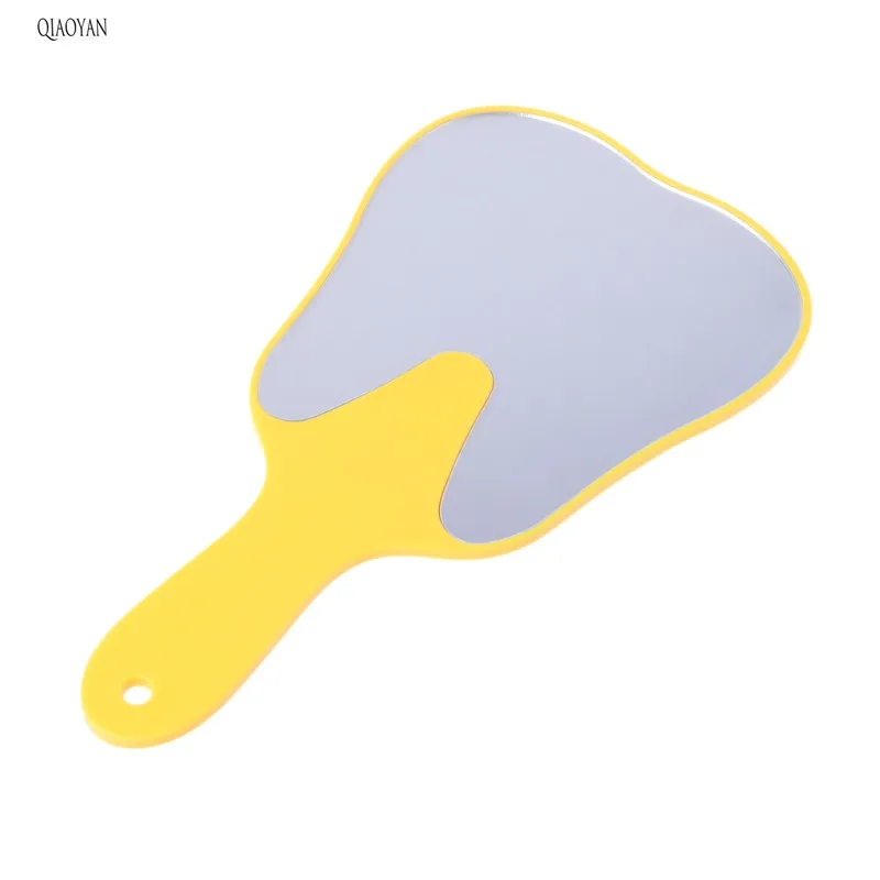 1 шт. симпатичная ручка стоматологическое зеркало инструмент небьющееся пациента ручное зеркало - Цвет: Цвет: желтый