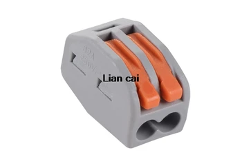 

100pcs 222-412 PCT-212 PCT212 Universal Compact Wire Wiring Connector 2 pin Conductor Terminal Block With Lever 0.08-2.5mm2