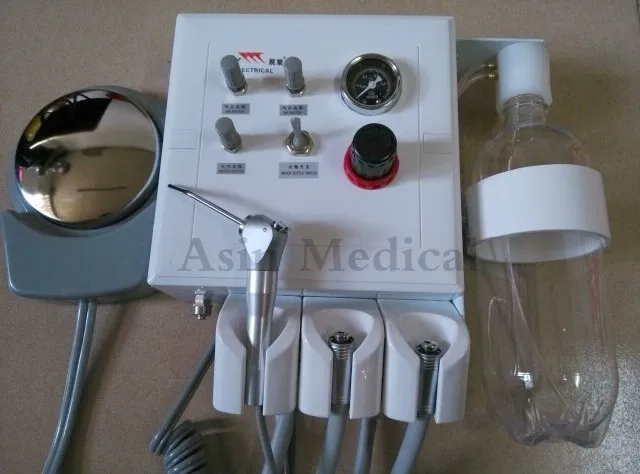 Unidad De Turbina Dental Portátil De 4 Orificios - Con Conexión Para Compresor De Aire Y Succión Débil