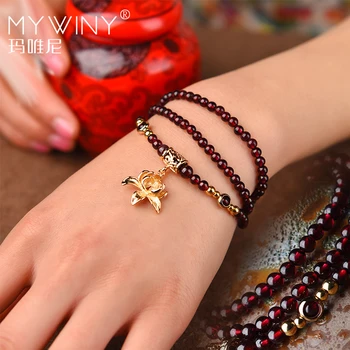 

Original classic bead Natural garnet Ethnic bracelet, Luxury red stone bracelet ,handmade Natural stones flower vintage bracelet