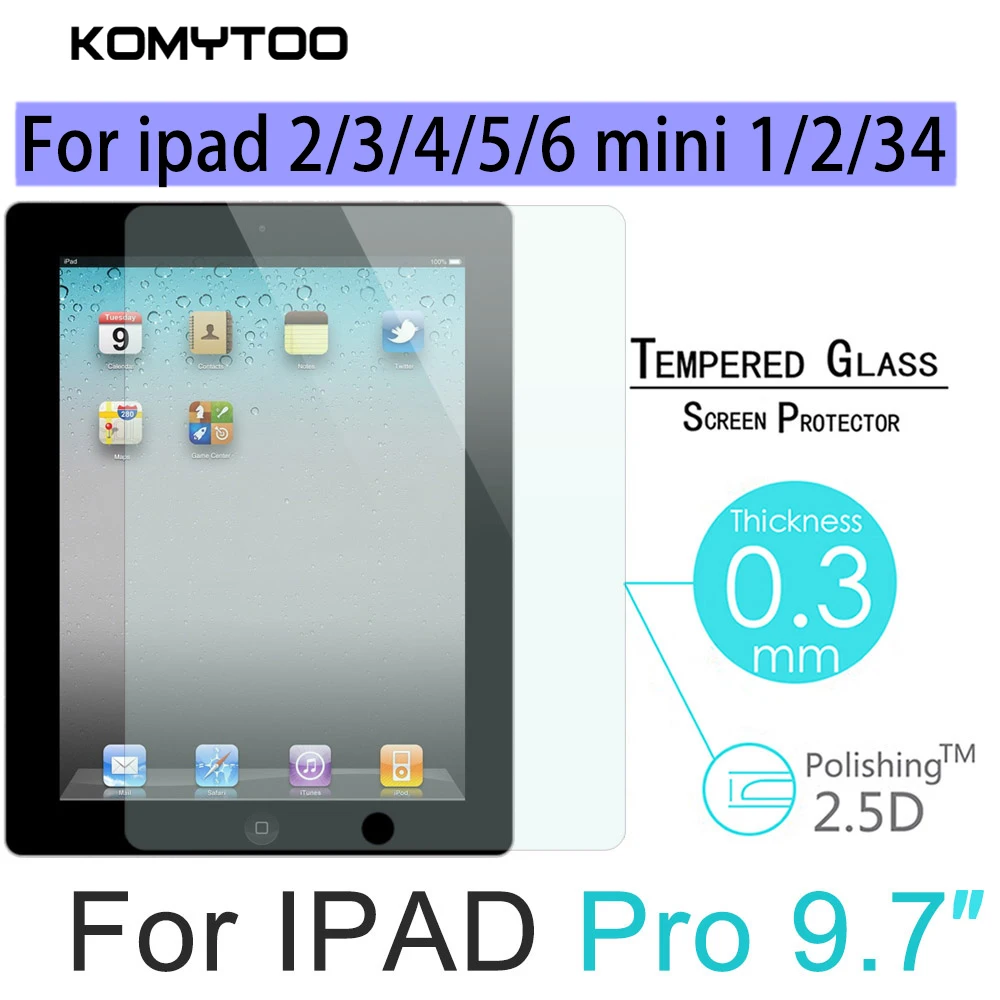 Закаленное стекло для Apple ipad 2 3 4 5 6 Mini 1 2 3 4 pro синий плоский HD взрывозащищенные Защитная легко установить Дур