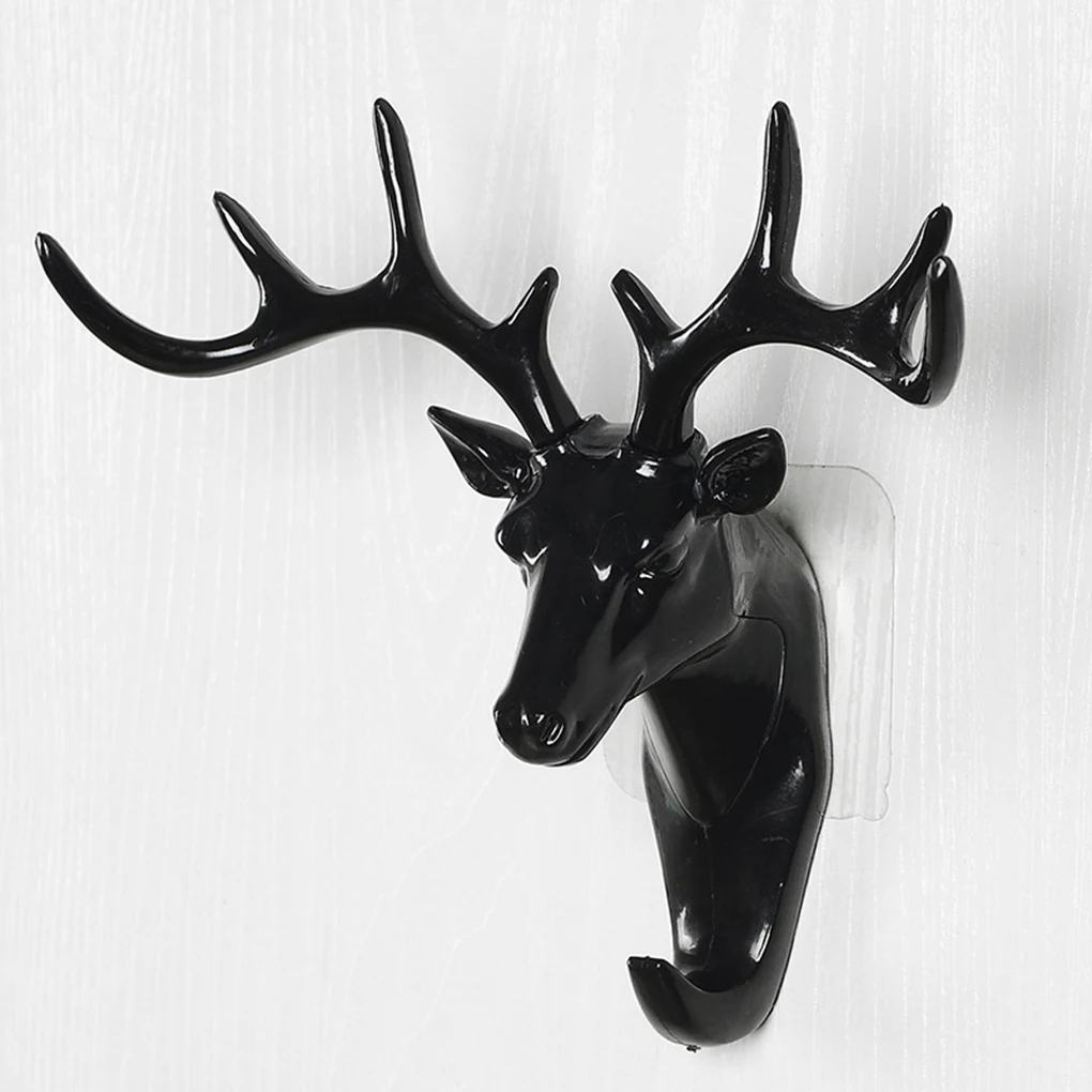 

1pcs Deer Head Animal Self Adhesive Clothing Display Racks Hook Coat Hanger Cap Room Decor Show Wall Bag Keys Sticky Holder