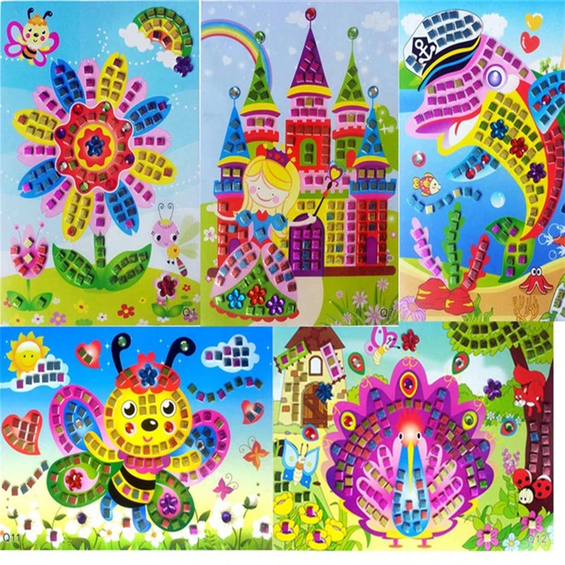 Handmade 3D Children Puzzle DIY Foam Mosaic Stickers Art EVA Cartoon Crystal 3D Sticker Creative Educational