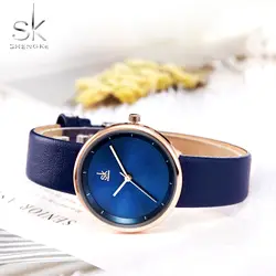 Shengke Для женщин часы лучший бренд роскошные женские часы модные часы на кожаном ремешке Для женщин часы Часы Relogio Feminino Reloj Mujer