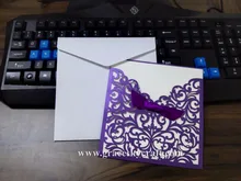 

20pcs free shipping laser cut purple 23 colors flowers pocket wedding invitations cards with inner blank paper party inviting