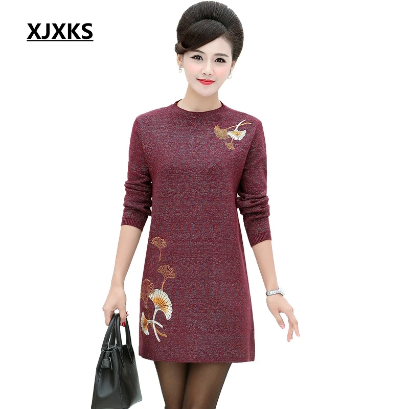

XJXKS Women Sweater Fall 2019 Long Sweater Women Pullover Plus Size Sweater Long Sleeve Autumn And Winter Pullover Wool Pullover