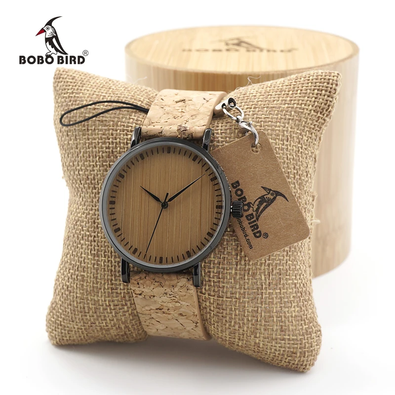 BOBO BIRD Mens Women Vintage Design Brand Luxury Wooden Bamboo Watches Ladies Watch With Leather Quartz Watch in Gift Box