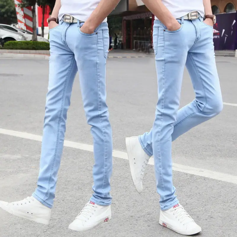 

New Fashion Men's Casual Stretch Skinny Jeans Trousers Tight Pants Solid Colors
