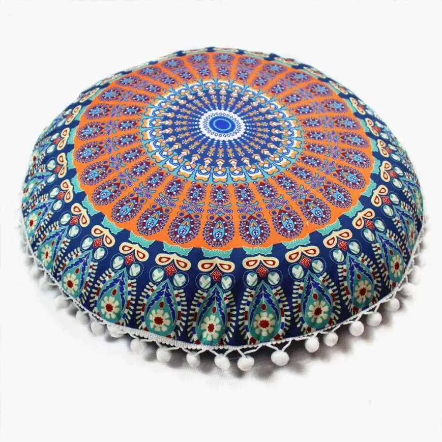 Индийские подушки с рисунком мандала, круглые богемные домашние подушки, Наволочки, чехол, Круглый богемный чехол с рисунком - Цвет: I