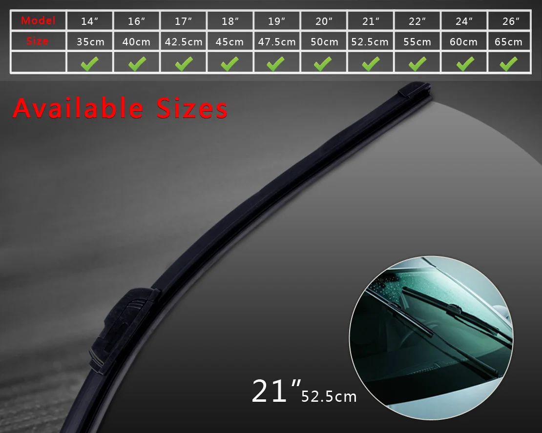 DWCX 21" Black Bracketless Frameless AAA Rubber Window Windshield Wiper Blade for Mercedes Benz