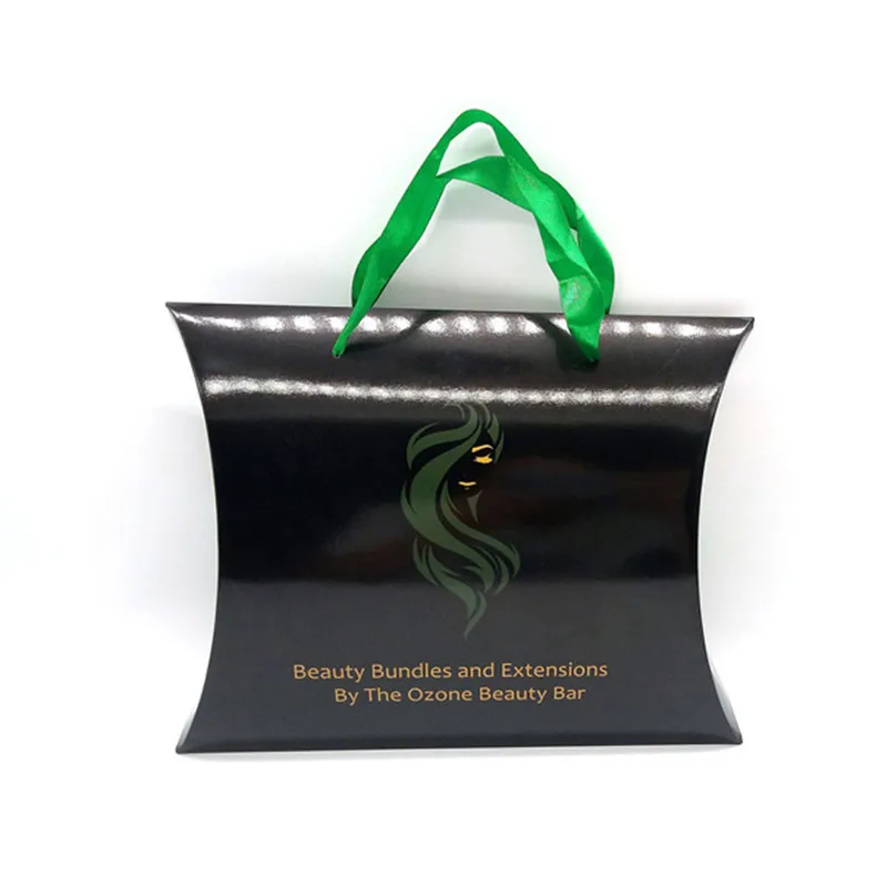Мануфактура дизайн пользовательский матовый черный подарочная упаковка для наращивания волос Подушка бумажная коробка упаковка волос парики коробки для одежды