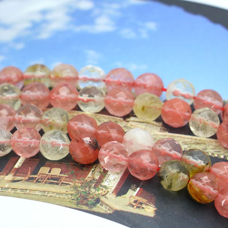 

Faceted 8mm Pink Multicolor Watermelon Tourmaline 15" 2pc/lot Loose Beads Suitable Women Making Jewelry Gift