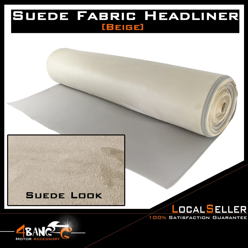 

72"x55" 185cm x 140cm Auto Upholstery Beige Foam Faux Suede Camper Headliner Restore