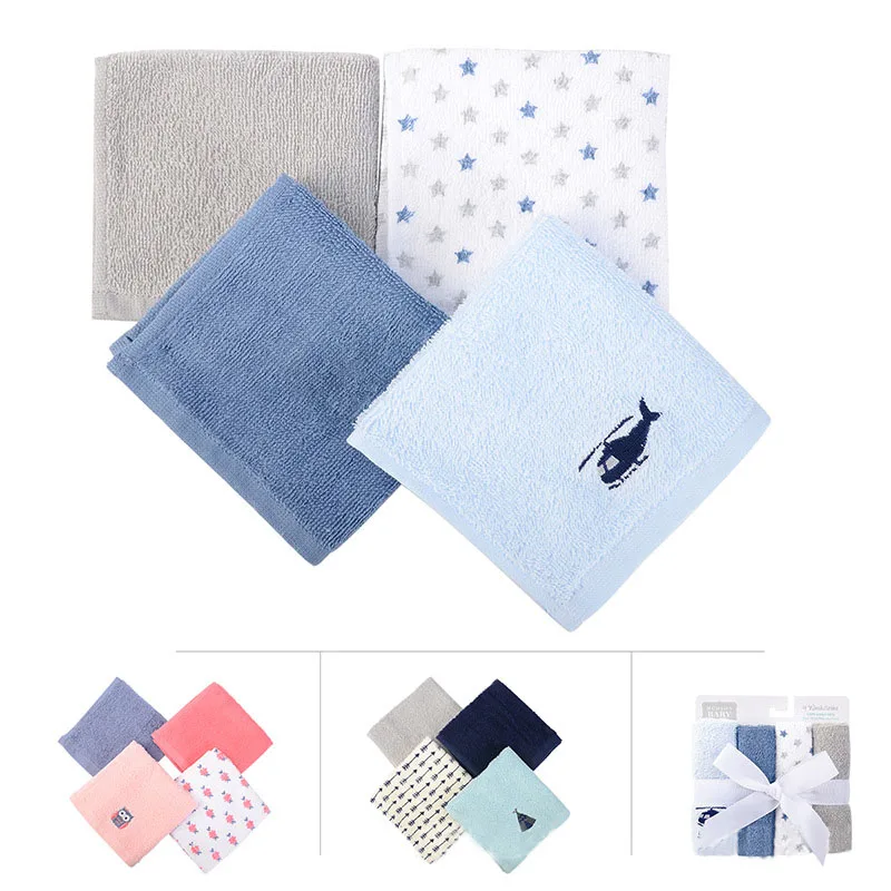 4PC 100% Cotton Newborn Baby Kids Bath Hand Towel Wash Cloth Washcloths Stuff for Newborns Reusable Baby Wipes Toallas Kids